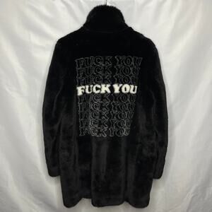 FW17 2017 Supreme NYC Hysteric Glamour F You Faux Fur Coat Black S